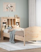 vidaXL Легло с рафтове за книги без матрак 100x200 см бор масив