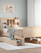 vidaXL Легло с рафтове за книги без матрак 75x190 см бор масив