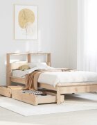 vidaXL Легло с рафтове за книги без матрак 90x190 см бор масив