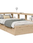 vidaXL Легло с рафтове за книги без матрак 90x190 см бор масив