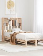 vidaXL Легло с рафтове за книги без матрак 90x200 см бор масив