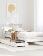 vidaXL Легло с рафтове за книги без матрак бял 75x190 см бор масив