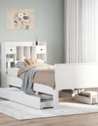 vidaXL Легло с рафтове за книги без матрак бял 75x190 см бор масив