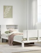 vidaXL Легло с рафтове за книги без матрак бял 90x190 см бор масив