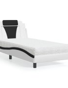 vidaXL Легло Viana без матрак бяло-черно 100x200 см изкуствена кожа