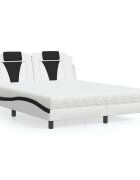 vidaXL Легло Viana без матрак бяло и черно 160x200 см изкуствена кожа