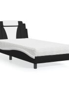 vidaXL Легло Viana без матрак черно и бяло 100x200 см изкуствена кожа
