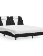 vidaXL Легло Viana без матрак черно и бяло 160x200 см изкуствена кожа