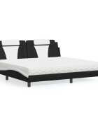 vidaXL Легло Viana без матрак черно и бяло 200x200 см изкуствена кожа