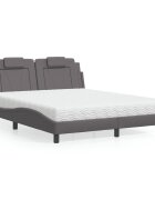 vidaXL Легло Viana без матрак сиво 160x200 см изкуствена кожа