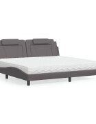 vidaXL Легло Viana без матрак сиво 200x200 см изкуствена кожа