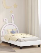 vidaXL Легло за деца с табла Бяло 80 x 160 cm PU