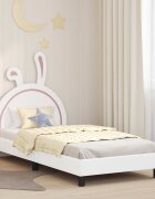 vidaXL Легло за деца с табла Бяло 90 x 200 cm PU