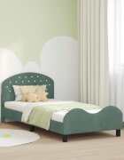 vidaXL Легло за деца с табла Морско зелено 90 x 190 cm Кадифе