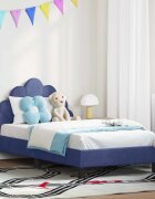 vidaXL Легло за деца с табла Полицейско синьо 80 x 160 cm Кадифе