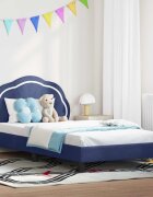 vidaXL Легло за деца с табла Полицейско синьо 90 x 190 cm Кадифе