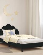 vidaXL Легло за деца с табла с таблото Черно 90 x 190 cm Кадифе