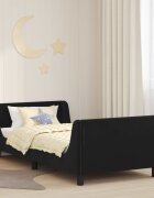 vidaXL Легло за деца с табла с таблото Черно 90 x 200 cm Кадифе