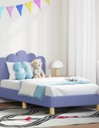 vidaXL Легло за деца с табла с таблото Дънково син 80 x 160 cm Текстил
