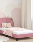 vidaXL Легло за деца с табла с таблото Розово 90 x 190 cm Кадифе