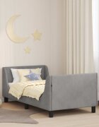 vidaXL Легло за деца с табла с таблото Светлосиво 80 x 160 cm Кадифе