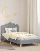 vidaXL Легло за деца с табла с таблото Светлосиво 80 x 160 cm Текстил