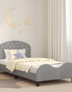 vidaXL Легло за деца с табла с таблото Светлосиво 80 x 200 cm Кадифе