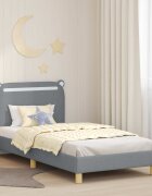 vidaXL Легло за деца с табла с таблото Светлосиво 90 x 190 cm Текстил