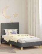 vidaXL Легло за деца с табла с таблото Тъмен сив 80 x 160 cm текстил
