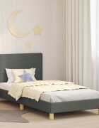 vidaXL Легло за деца с табла с таблото Тъмен сив 80 x 200 cm текстил