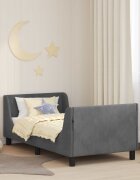 vidaXL Легло за деца с табла с таблото Тъмносиво 80 x 160 cm Кадифе