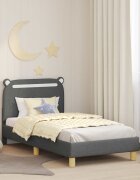 vidaXL Легло за деца с табла с таблото Тъмносиво 80 x 160 cm Текстил