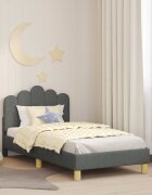 vidaXL Легло за деца с табла с таблото Тъмносиво 80 x 160 cm Текстил