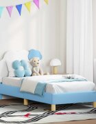 vidaXL Легло за деца с табла Синьо 80 x 160 cm PU