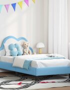 vidaXL Легло за деца с табла Синьо 80 x 160 cm PU