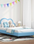 vidaXL Легло за деца с табла Синьо 80 x 200 cm PU