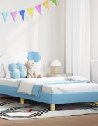 vidaXL Легло за деца с табла Синьо 90 x 200 cm PU