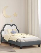 vidaXL Легло за деца с табла Светлосиво 80 x 160 cm PU