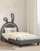 vidaXL Легло за деца с табла Светлосиво 80 x 160 cm PU