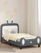 vidaXL Легло за деца с табла Светлосиво 80 x 160 cm PU
