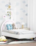 vidaXL Легло за малко с главна дъска Бяло 70 x 140 cm PU