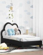 vidaXL Легло за малко с главна дъска Черно 70 x 140 cm PU