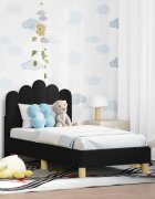 vidaXL Легло за малко с главна дъска Черно 70 x 140 cm Текстил