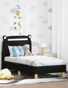 vidaXL Легло за малко с главна дъска Черно 70 x 140 cm Текстил