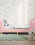 vidaXL Легло за малко с главна дъска Розово 70 x 140 cm Букле