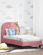 vidaXL Легло за малко с главна дъска Розово 70 x 140 cm Кадифе