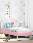 vidaXL Легло за малко с главна дъска Розово 70 x 140 cm PU