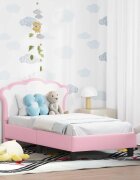 vidaXL Легло за малко с главна дъска Розово 70 x 140 cm PU