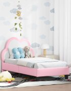 vidaXL Легло за малко с главна дъска Розово 70 x 140 cm PU