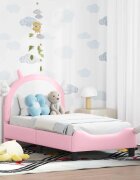 vidaXL Легло за малко с главна дъска Розово 70 x 140 cm PU